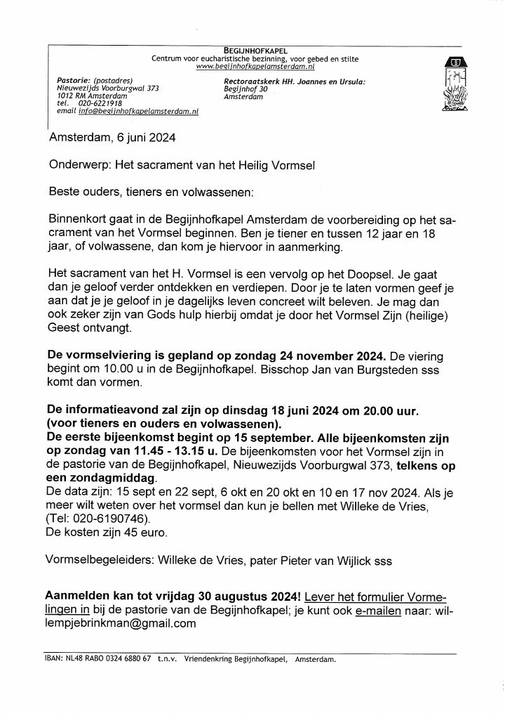 Eerste pagina van Begijnhofkapel - Het sacrament van het Heilig Vormsel
