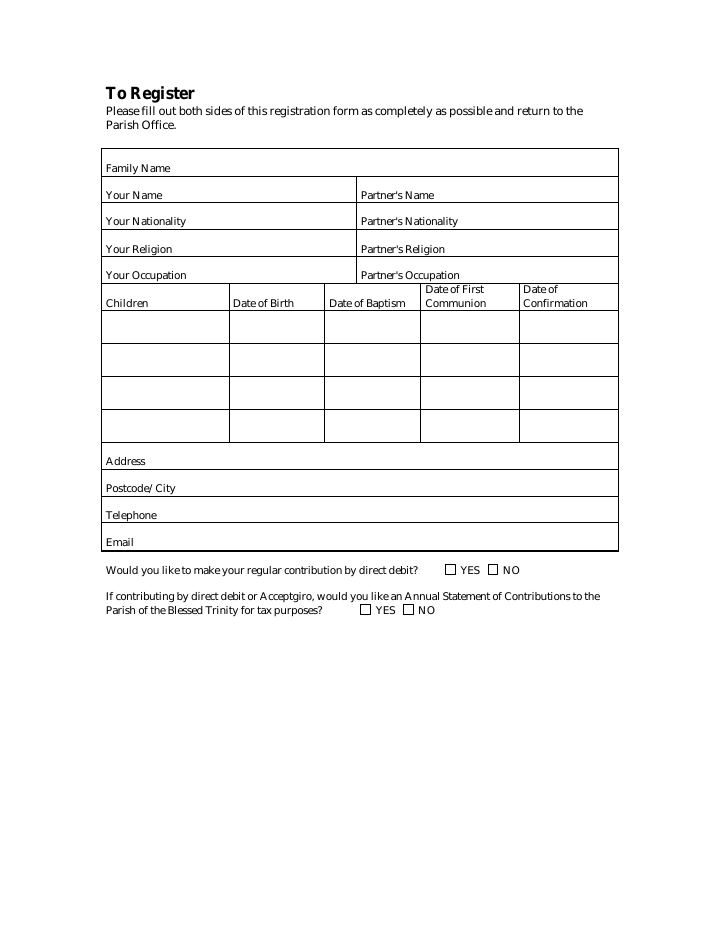 Primera página de registrationform