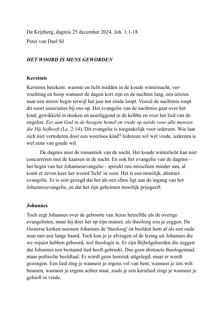 First page of De Krijtberg, dagmis 25 december 2024