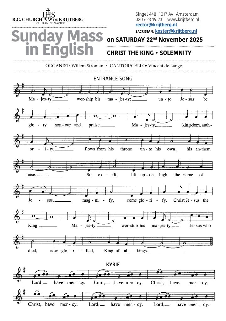 Primera página de De Krijtberg - St. Francis Xavier - Sunday Mass