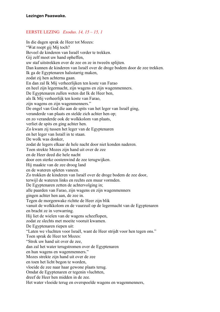 First page of Lezingen Paaswake
