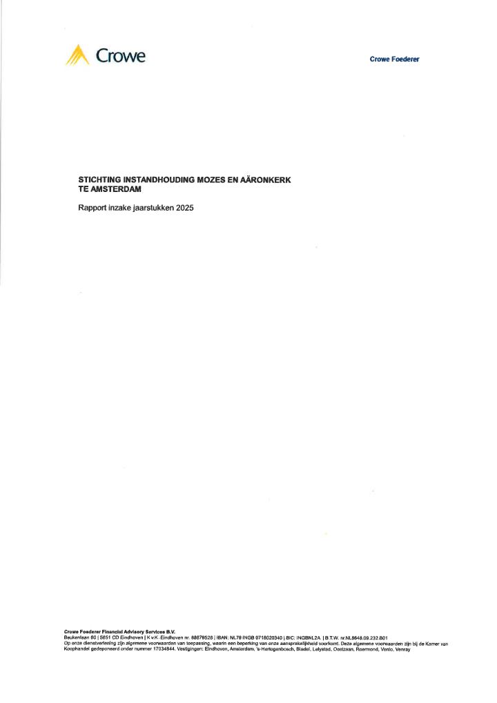 Primera página de Rapport inzake jaarstukken 2025