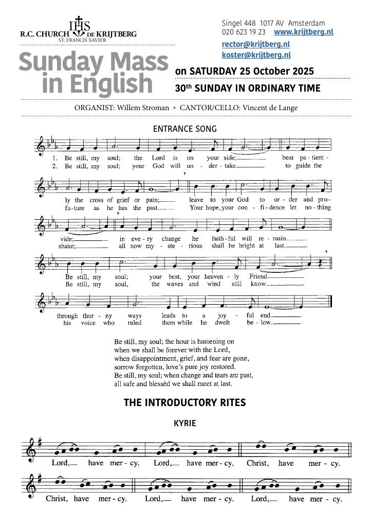 First page of Sunday Mass in English - De Krijtberg