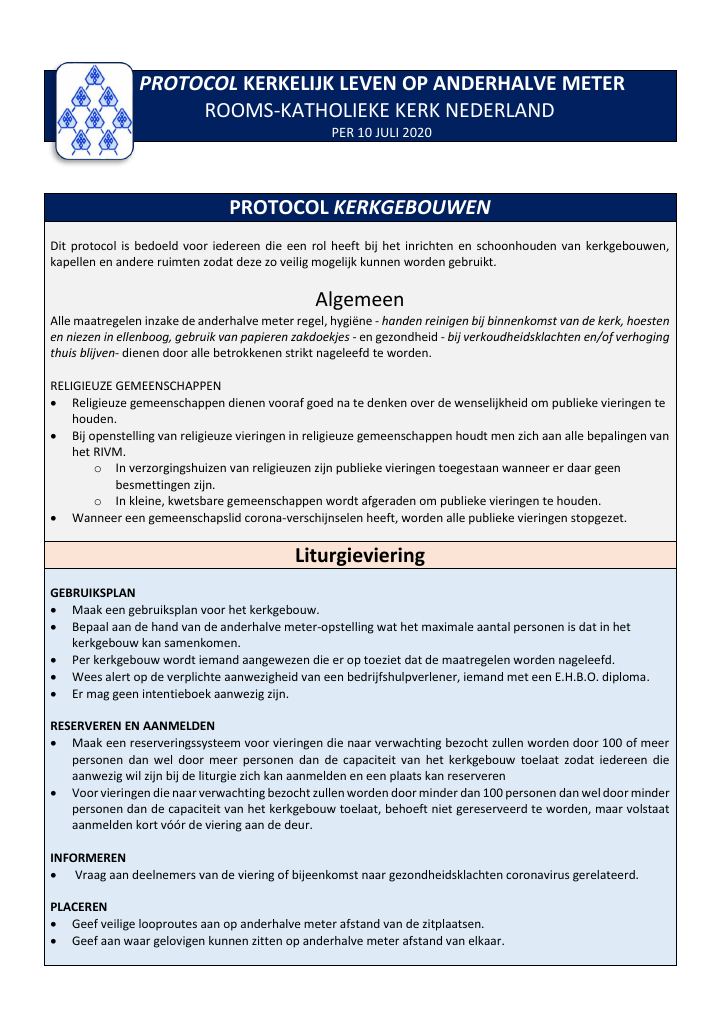Primera página de PROTOCOL KERKELIJK LEVEN OP ANDERHALVE METER