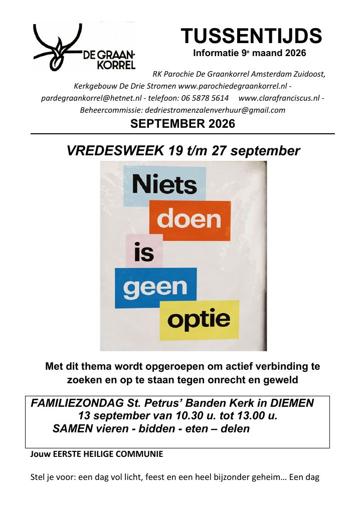 Eerste pagina van TUSSENTIJDS - Informatie 9e maand 2026