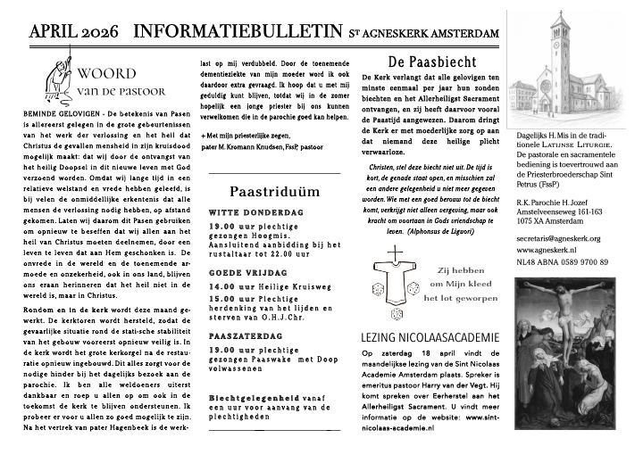 First page of Informatiebulletin St Agneskerk Amsterdam