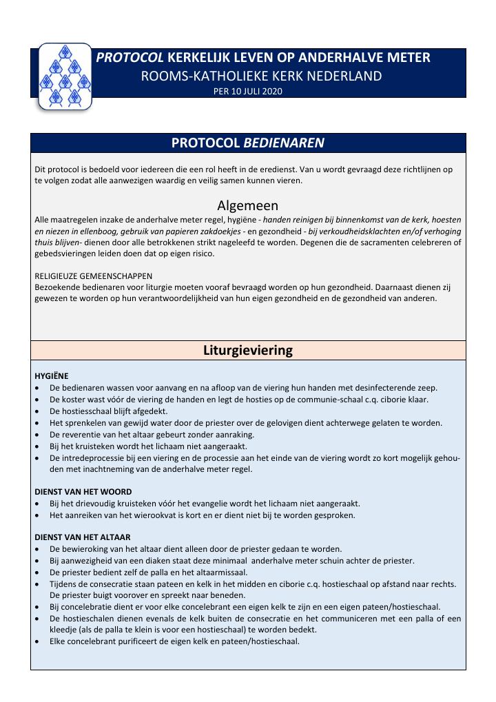 First page of PROTOCOL KERKELIJK LEVEN OP ANDERHALVE METER