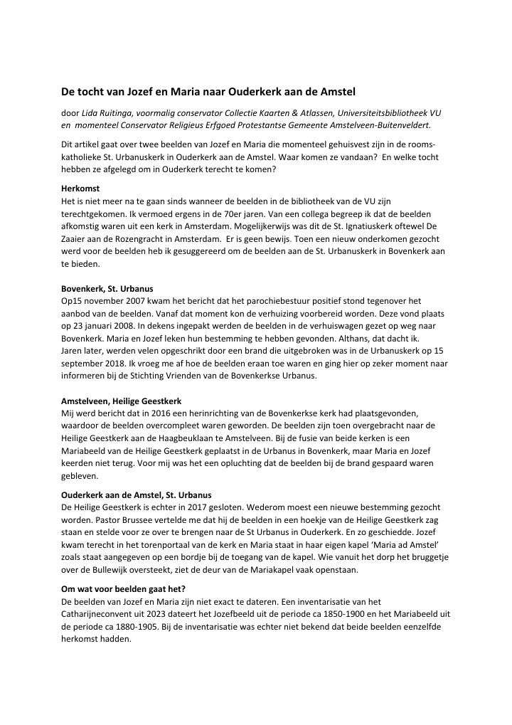 Eerste pagina van De weg van Jozef en Maria door Amstelland