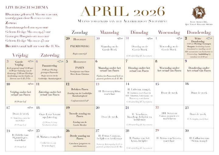 First page of april kalender media 2026
