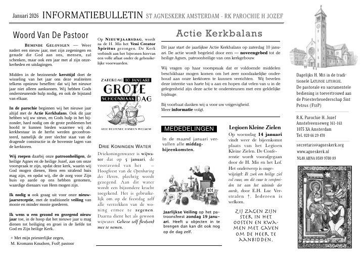 First page of Informatiebulletin St Agneskerk Amsterdam - RK Parochie H Jozef