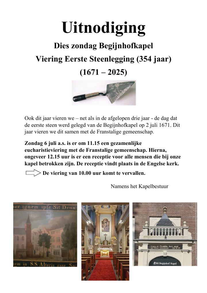 Primera página de Uitnodiging Dies zondag op 6 juli 2025