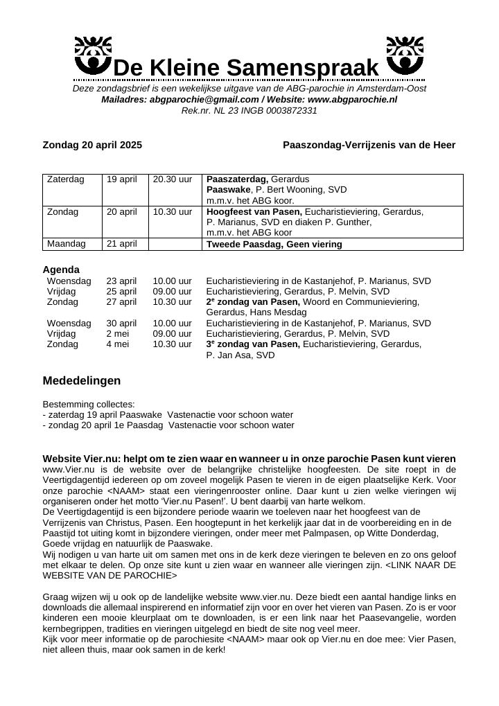 Eerste pagina van De Kleine Samenspraak
