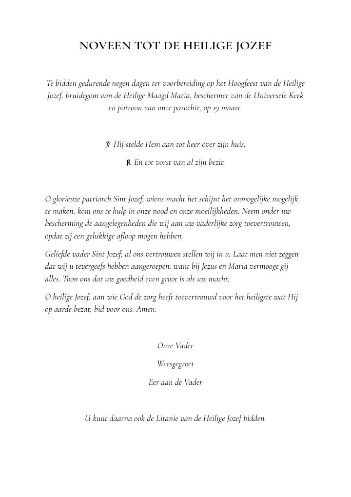 First page of Noveen tot de Heilige Jozef