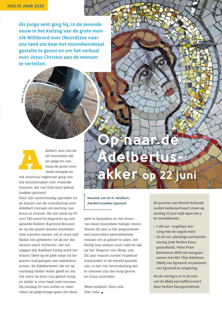 Eerste pagina van 2025 Mei Z Adelbertusviering 22 juni Adelbertusakker