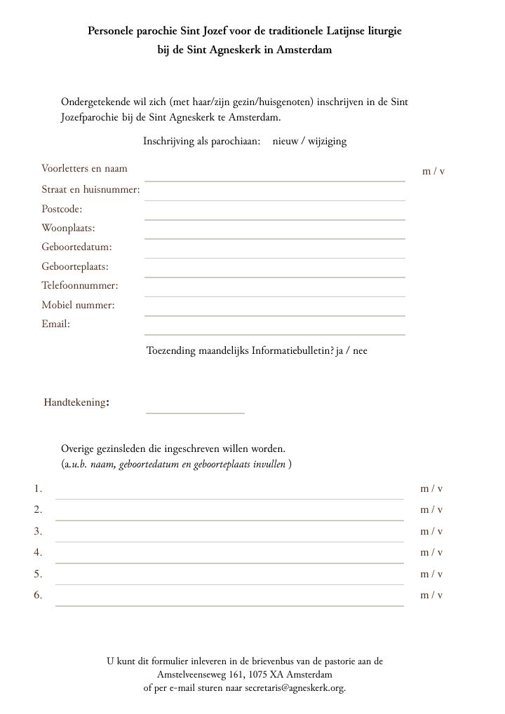 First page of Personele parochie Sint Jozef voor de traditionele Lat nse liturgie