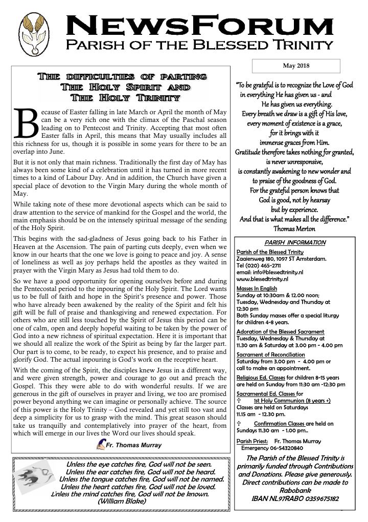 First page of NewsMay2018