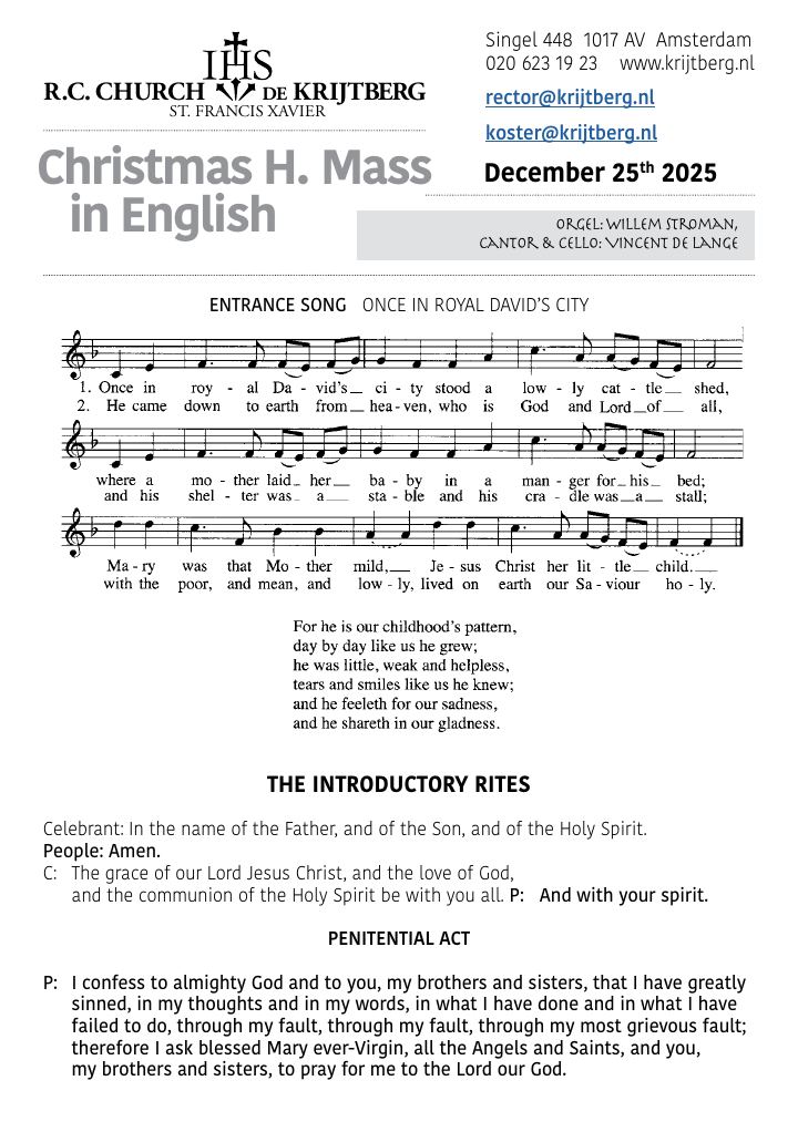 First page of Christmas H. Mass in English