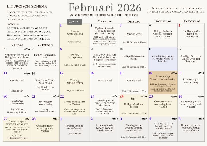 First page of Liturgisch schema februari 2026