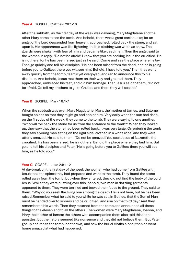 First page of Gospel Easter Vigil