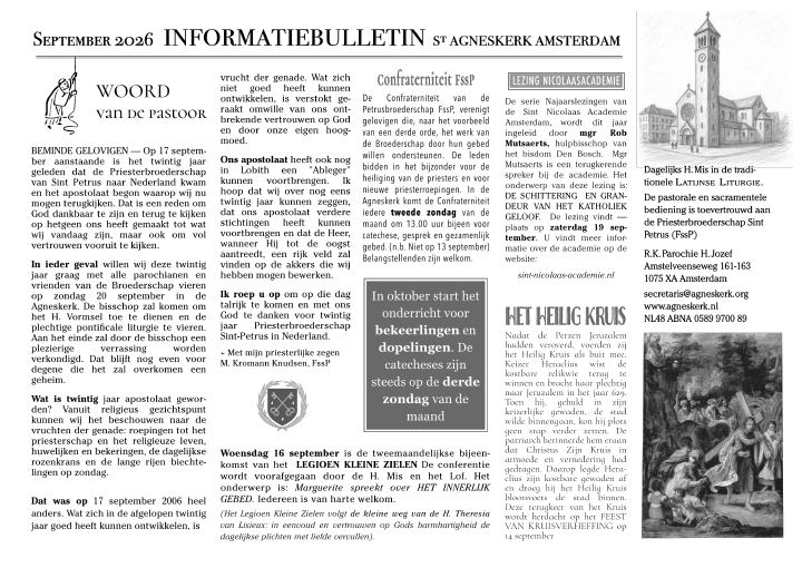 First page of Informatiebulletin St. Agneskerk Amsterdam