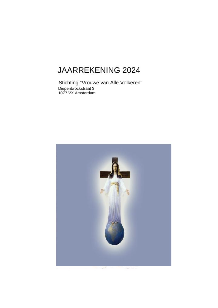 Eerste pagina van Jaarrekening 2024 Stichting Vrouwe van Alle Volkeren
