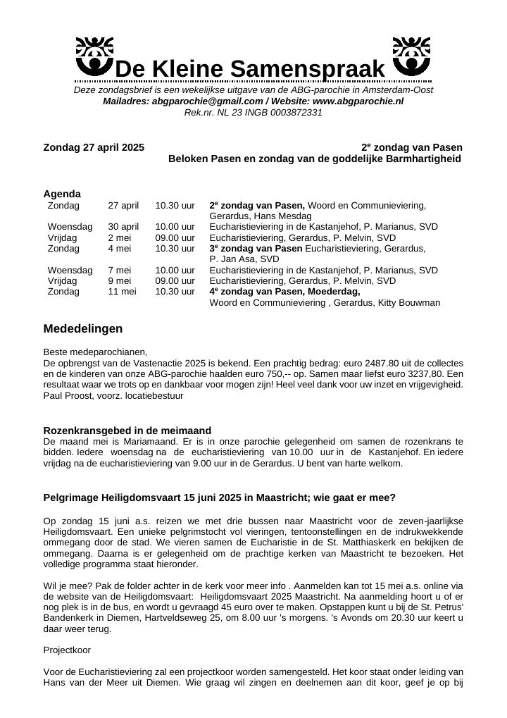 First page of De Kleine Samenspraak