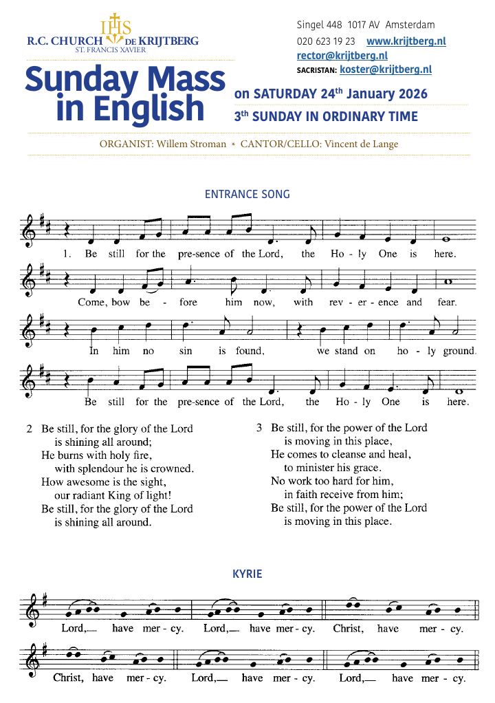 First page of Sunday Mass in English - 3rd Sunday in Ordinary Time