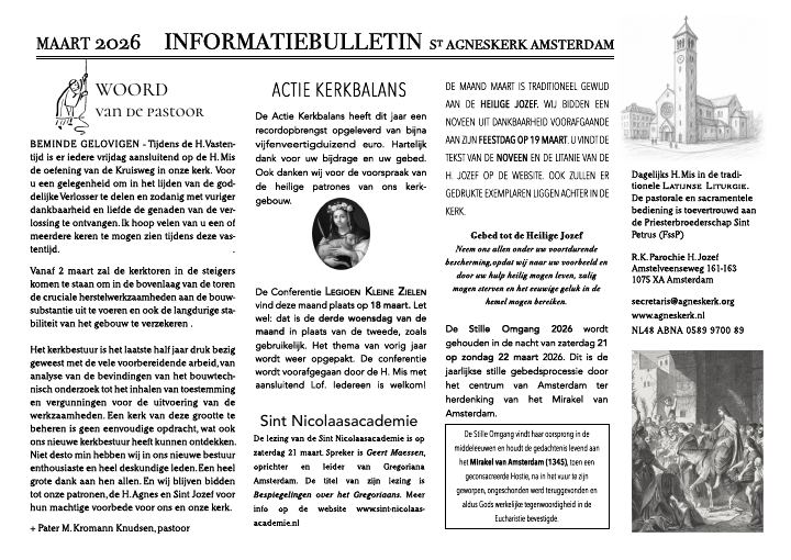 First page of Informatiebulletin St Agneskerk Amsterdam