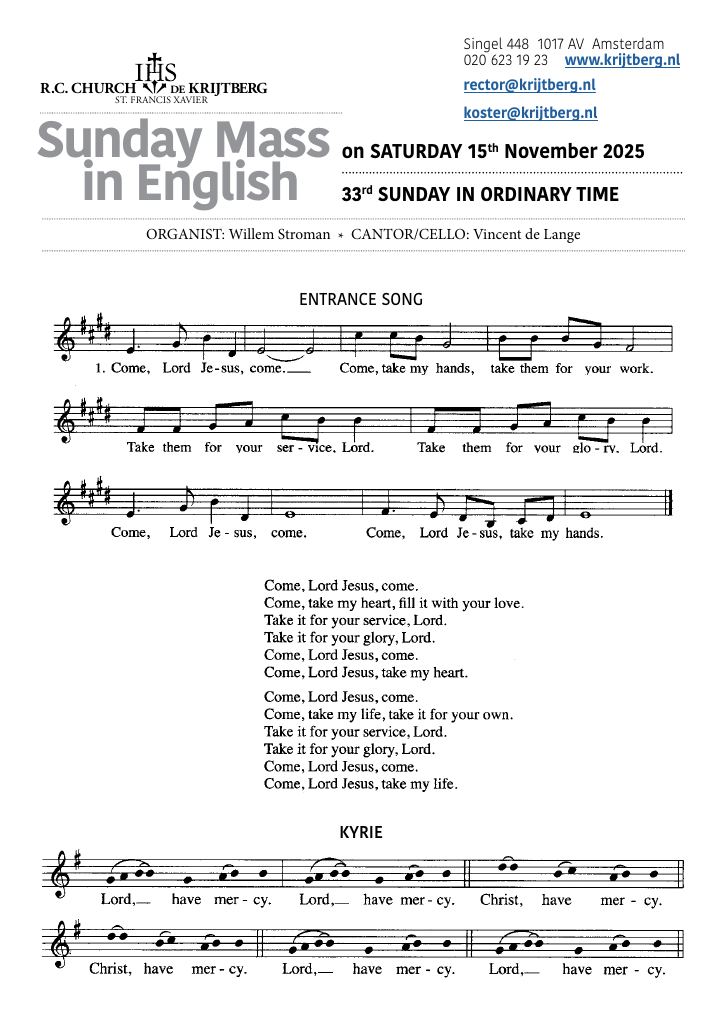Primera página de Sunday Mass – 33rd Sunday in Ordinary Time, De Krijtberg