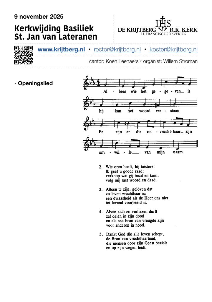Eerste pagina van De Krijtberg - R.K. Kerk H. Franciscus Xaverius