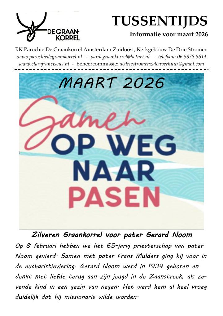 Eerste pagina van TUSSENTIJDS - Informatie voor maart 2026
