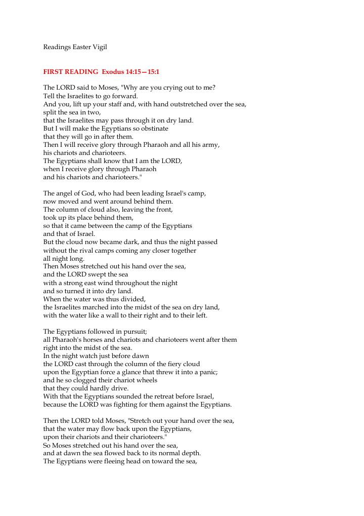 First page of Readings Easter Vigil