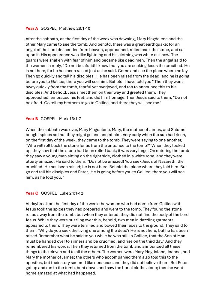 First page of Gospel Easter Vigil 1