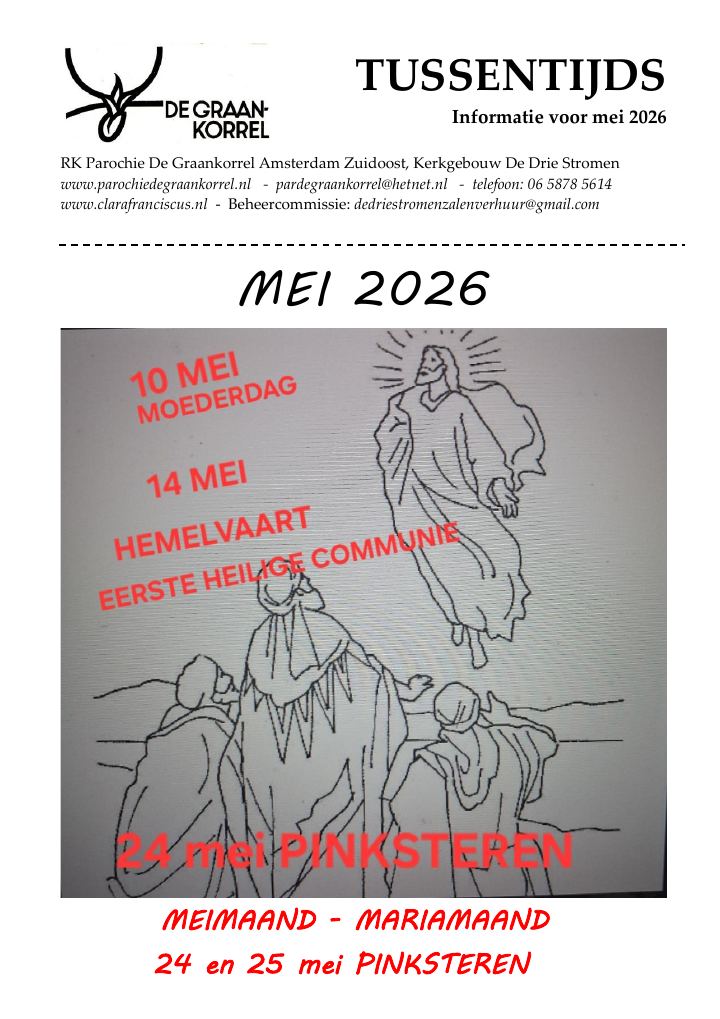 First page of TUSSENTIJDS - Informatie voor mei 2026