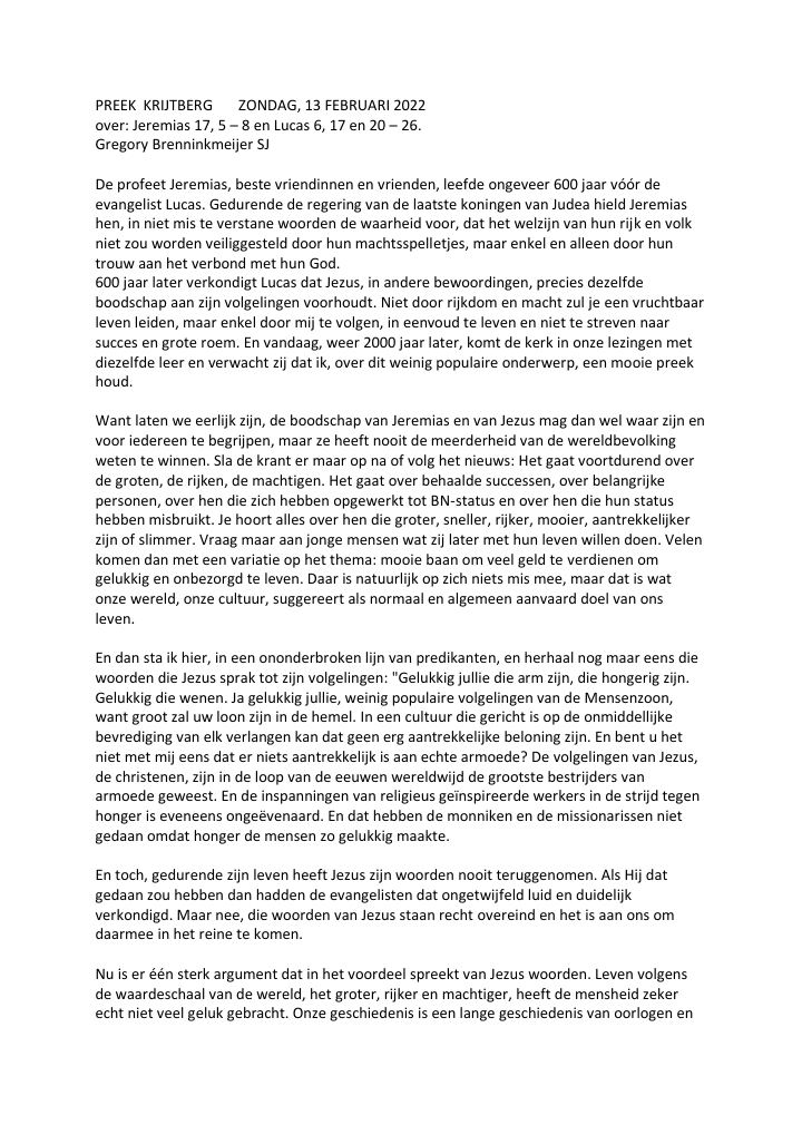 Primera página de Preek Krijtberg