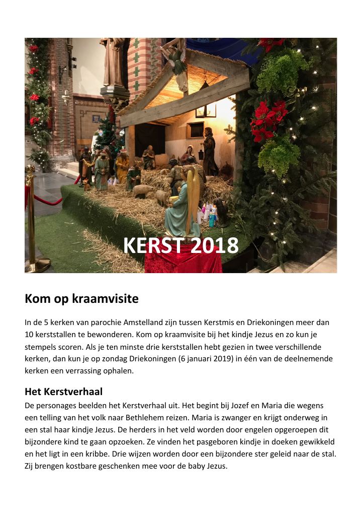 First page of Kerst 2018 – Parochie Amstelland