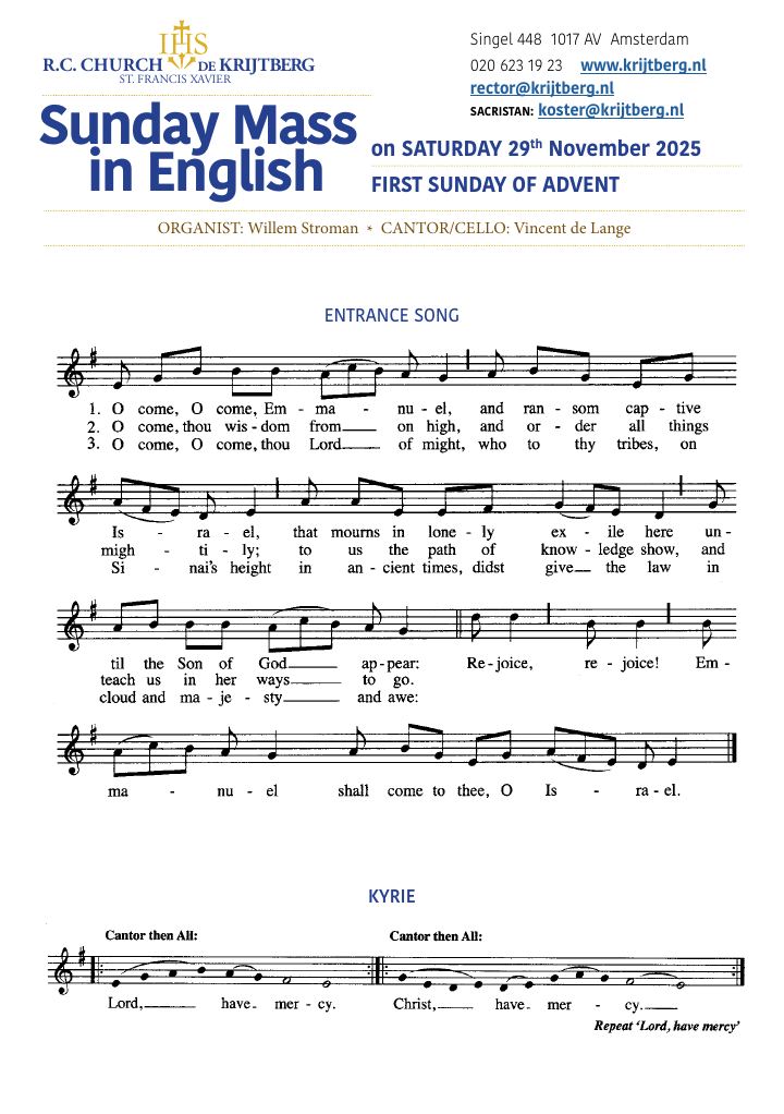 Eerste pagina van Booklet Saturday 29th November 2025