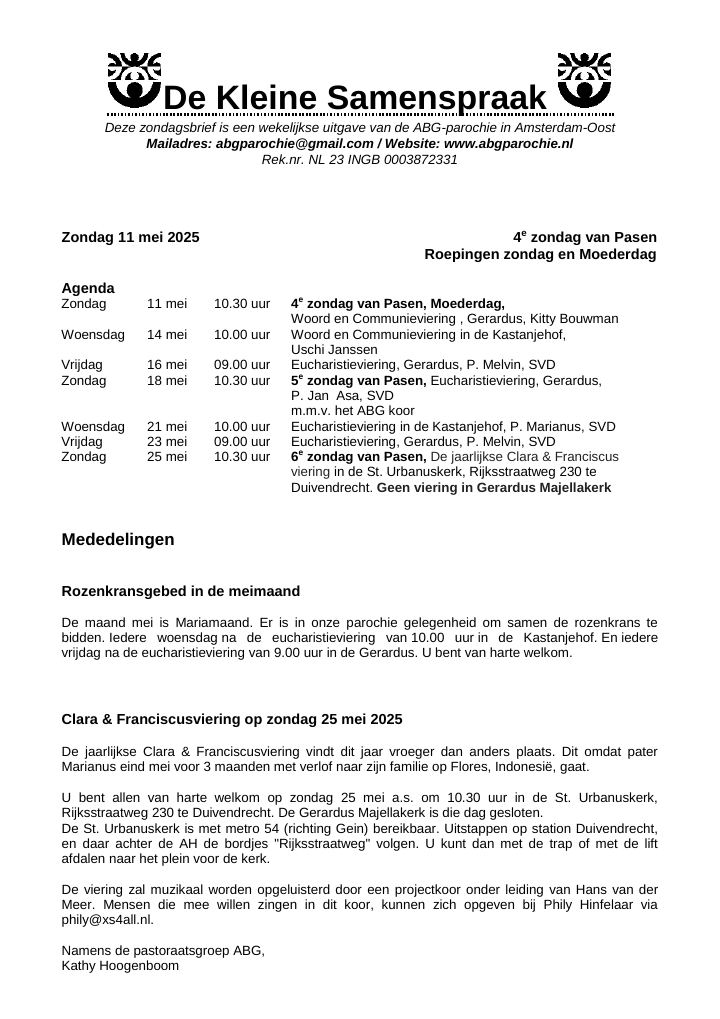Primera página de De Kleine Samenspraak